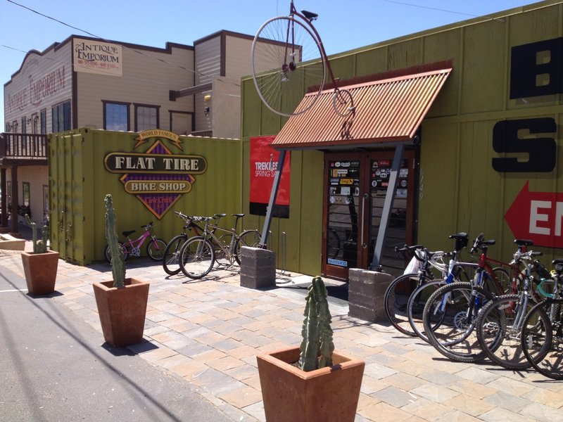 The start and finish of all great rides in Cave Creek - the Flat Tire Bike Shop.