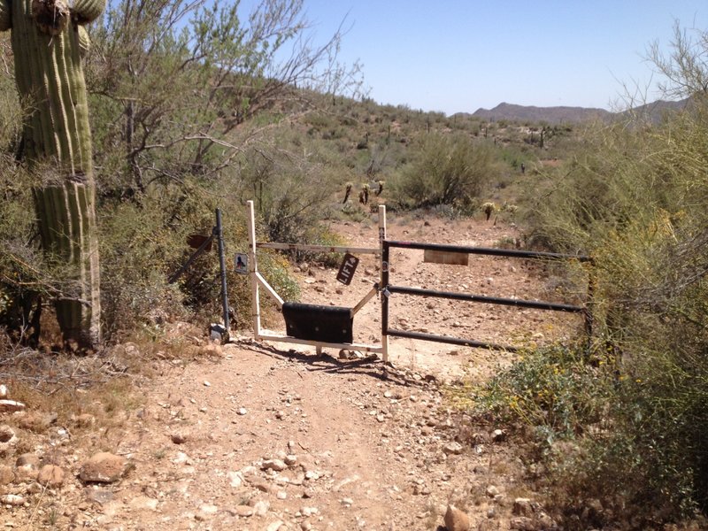 South gate of Spur Cross Ranch Conservation Area. From here, you will be riding the Maricopa Regional Trail.