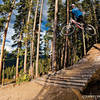 The final wood-to-dirt drop on Trestle Downhill!