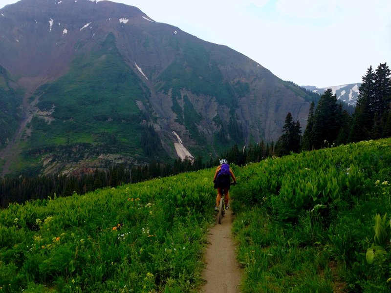 Beginning of the downhill with views of Mt. Baldy.