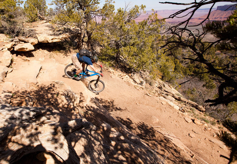 Big switchback and rock drop to get to lower rim on LPS