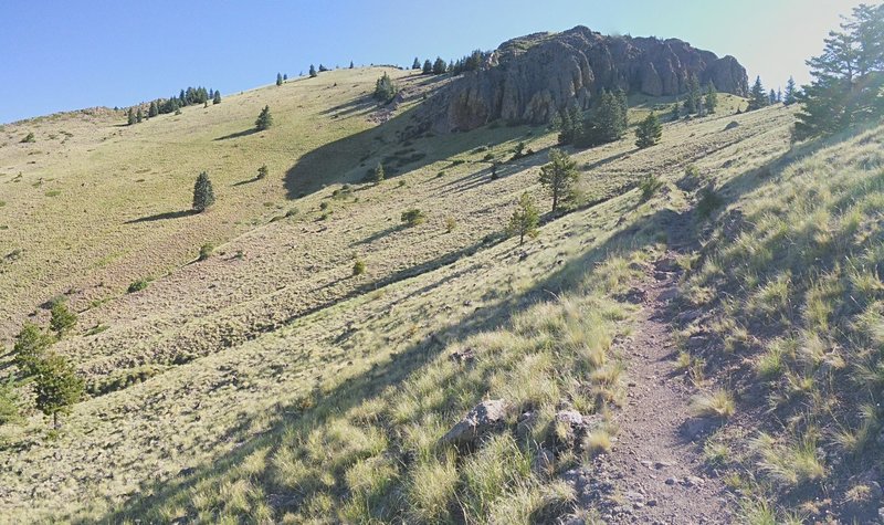 Beyond the second saddle, the trail curves to the north and gradually switchbacks upward