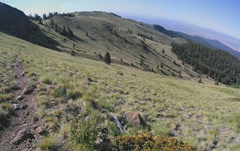 Looking back down to the second saddle