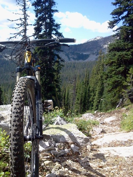 Taking a break from pushing and enjoying the view looking towards Pyramid Lake.