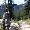 Taking a break from pushing and enjoying the view looking towards Pyramid Lake.