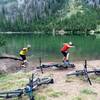 Skipping rocks at Titus Lake