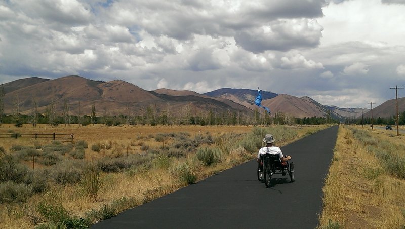 Arrow-straight section of the Wood River Path paralelling Buttercup Road