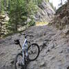 Riding (pushing!) up Schofield Pass from Marble, CO