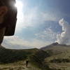 Riding back from Windy Ridge facing Mt. Saint Helens which just emitted fumes.