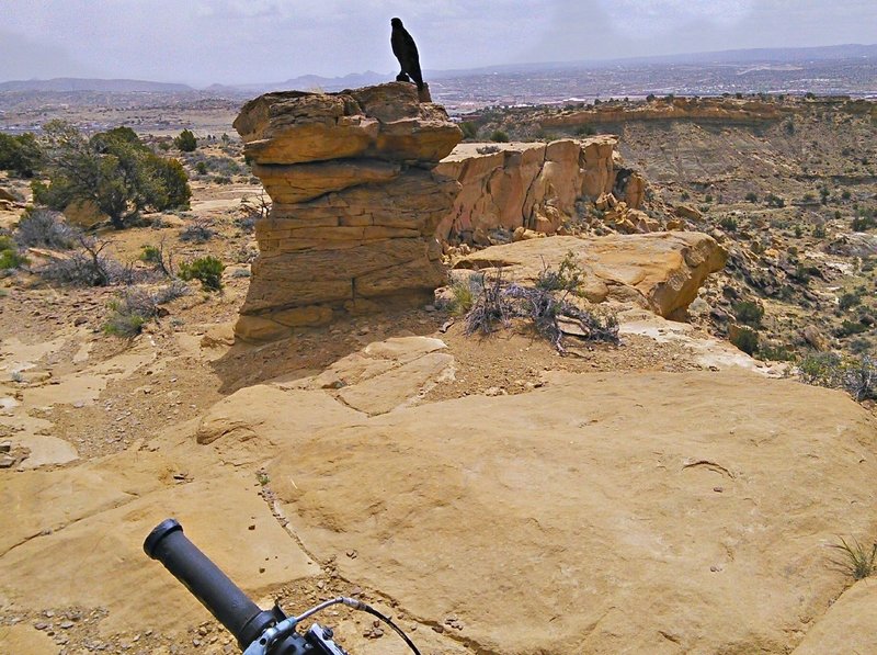 Canyon view with whimsical sculpture typical of this trail system