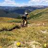 Over the pass, looking northwest at Copper Mountain and the Gore Range