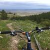 Looking east at Crow Peak in South Dakota --above the coffee cup..