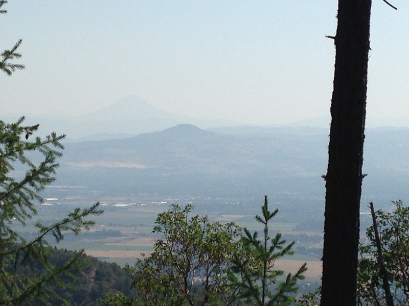 View east from Upper Twin Peak on a smoky late summer day. Roxy Ann and McLoughlin in the distance.