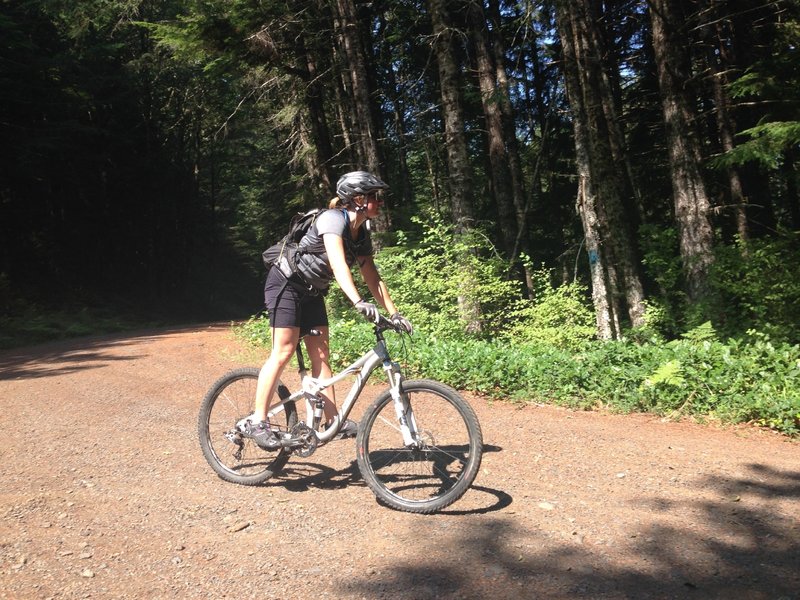 The turn from the gravel road to the singletrack.