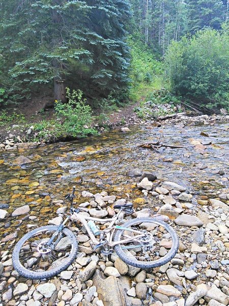 River crossing at an August level