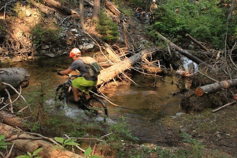 Crossing Twin Creek at low water.