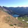 Trail Rider Pass Summit, looking back on Snowmass Lake