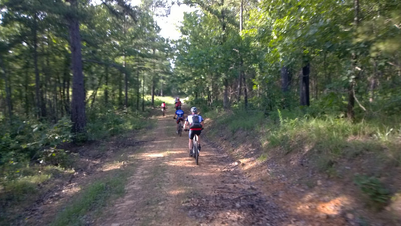 Descending on Center Road just before the intersection with Porta Potty. Elevator, XMas Tree, and Outer Loop are just beyond.