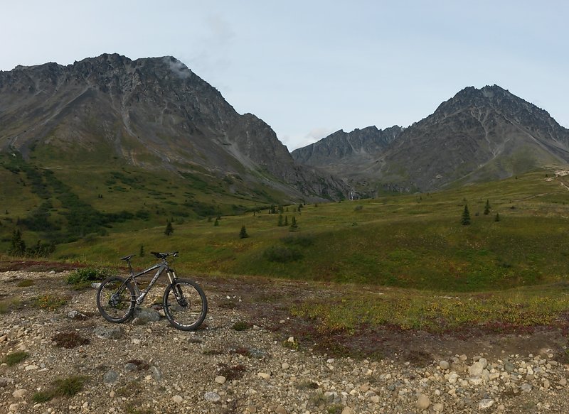 Looking out to the falls from the top of the Eska Falls biking trail