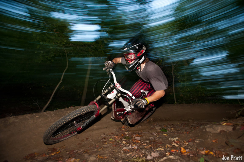 One of the banked turns on Dr J Freeride Trail