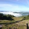 From the Gondola looking out over Mont Tremblant Lake.  The village is beneath the fog.