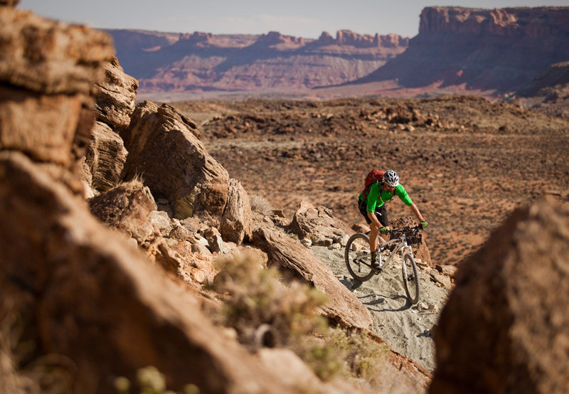 One of the challenging switchback descents along the Cedar Mountain trail