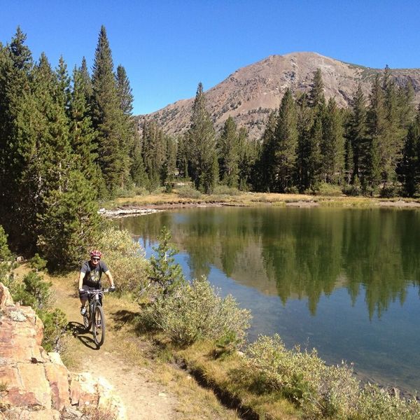 Riding next to one of the Little Lakes