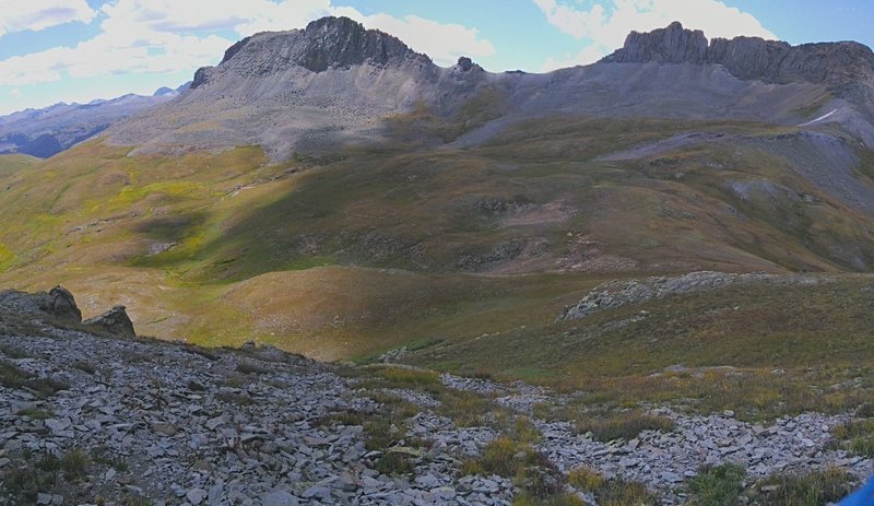 Looking back down on the trail with Canby Mountain in the background