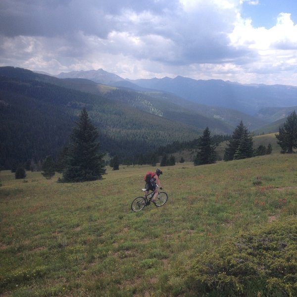 Coming up the final switchbacks immediately after entering Vail Ski Resort