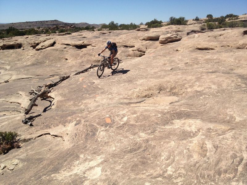 Enjoying the long slickrock descent on EKG