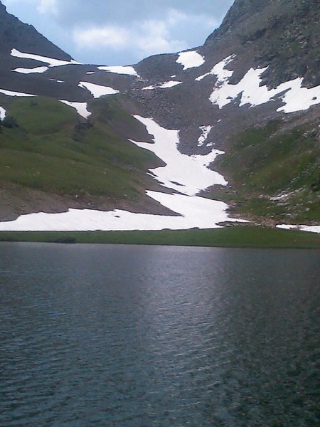 American/Michigan Lakes and last winter's snow hanging out.