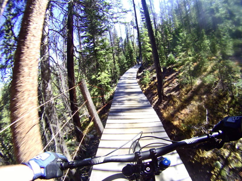 Just got rolling on the elevated boardwalk on Jury Duty at Trestle Bike Park at WPR