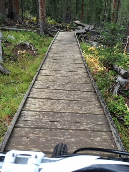 The US Forest Service often calls this a puncheon - it's one of several on this trail. A few of these are dicey to ride - watch for broken boards and nails popping out.