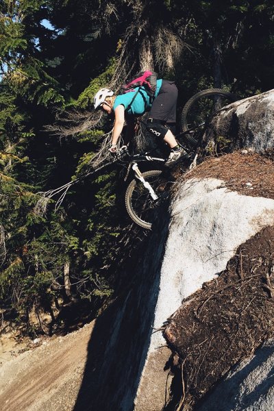 Phone-shot of my girlfriend rolling down the rock face on Lichen It.