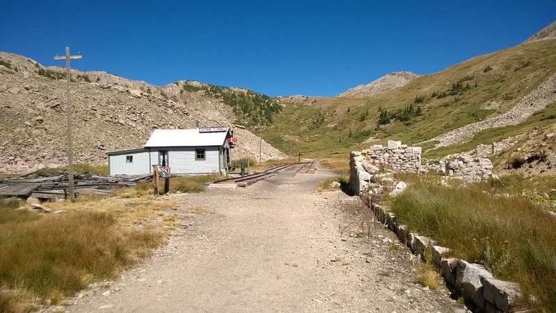 The Alpine Tunnel train depot and original tracks