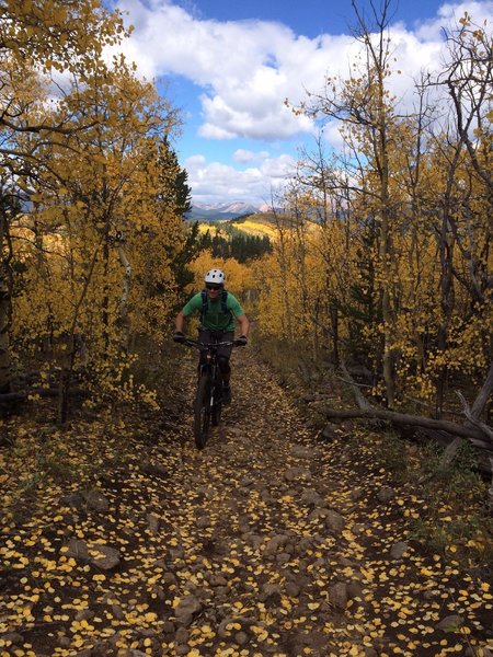 Great fall ride. Climbing a technical section.