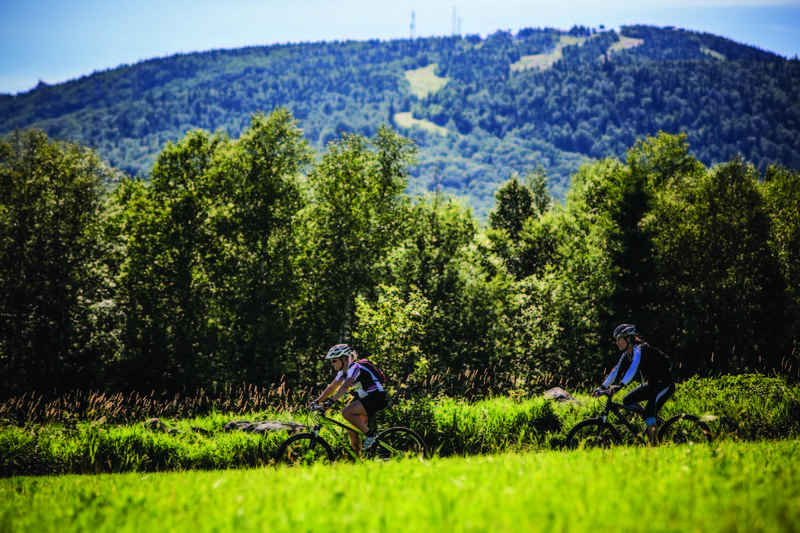 Mont-Sainte-Anne in background- on La Coup de Foudre Trail