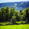 Mont-Sainte-Anne in background- on La Coup de Foudre Trail