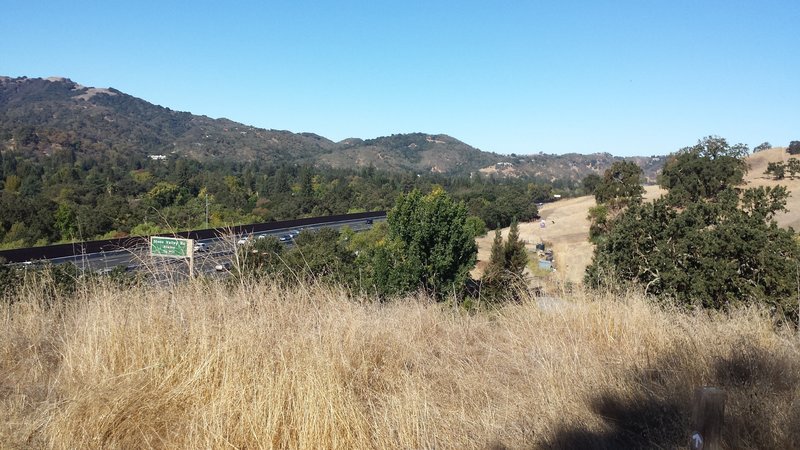 Look back at the freeway to see how far you've come up in the first climb