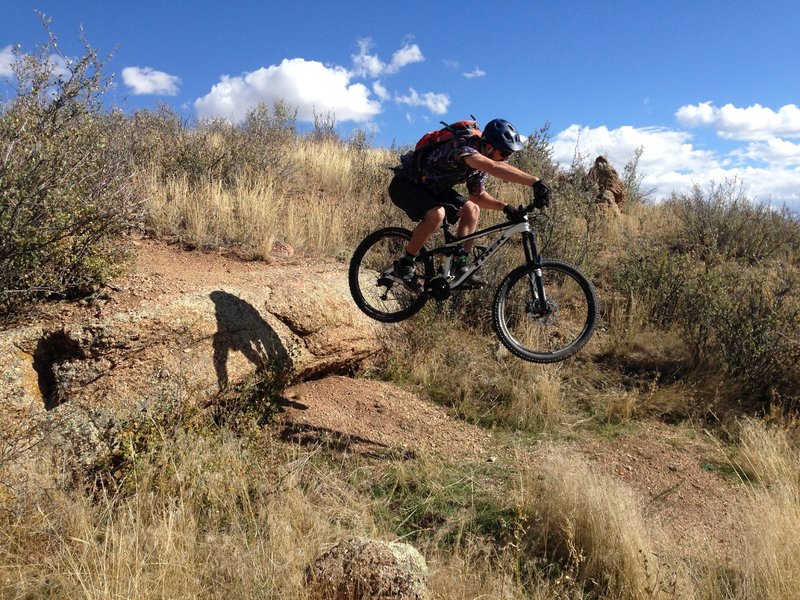 The last feature on Free-ride line #2: a super fun rock drop.