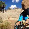 The natural wall ride feature on Freeride Line #1 at Curt Gowdy State Park.