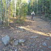 Descending the babyheads section of Hay Park Trail.