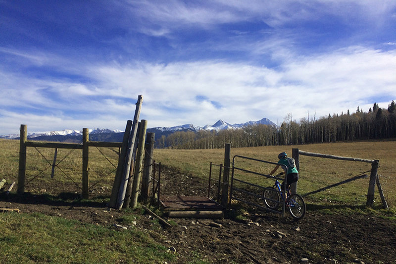 Crossing through the cattle guard into the glorious upper meadow.