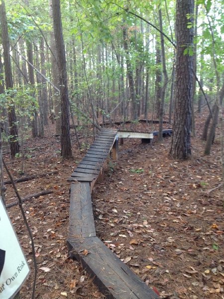 One of several man made challenges on Turtle Back Spur.  Ride-a-rounds are available.