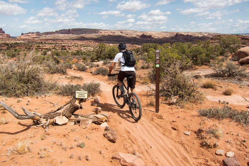 Signs for Great Escape after crossing over the Jeep road.