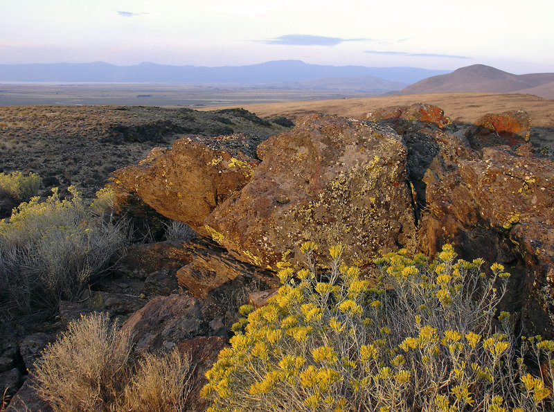 Sunrise looking toward Thompson Peak and the Diamond Mountains from Modoc Line Rail Trail