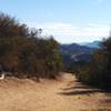 On Los Robles Trail at the top of space mountain, looking East. Los Robles Trail East can be seen off in the distance.