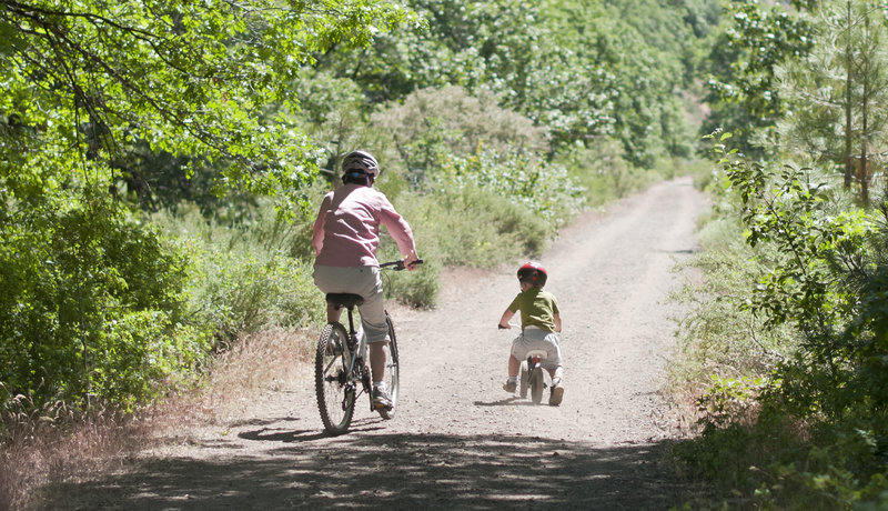 Riding with Grandma on Bizz Johnson National Recreation Trail