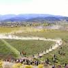 Looking down at the start of the Coloraodo HS State MTB races as competitors head across the valley on the Haymaker Trail start. Photo: Jake Vickerman