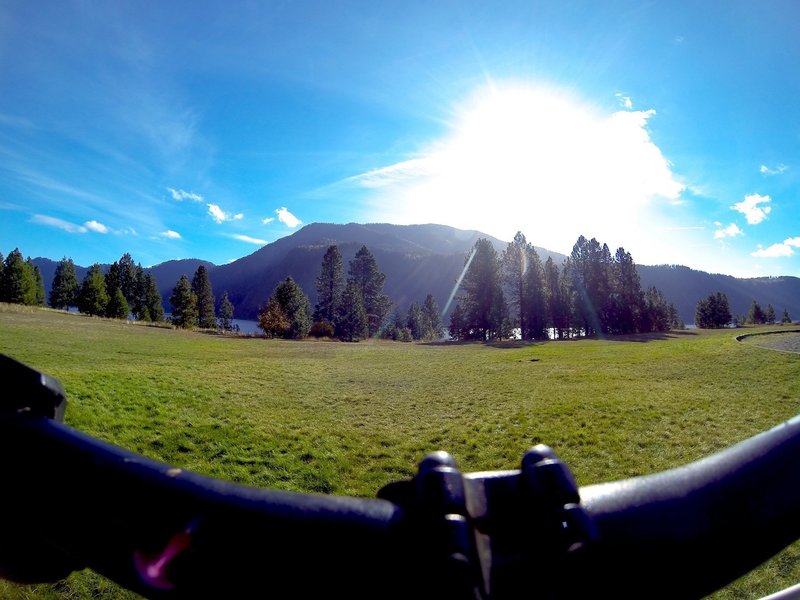 Looking a cross Pend Oreille at Bernard Peak.